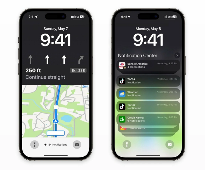 长沙苹果维修服务分享iOS17锁屏地图导航半屏显示长什么样 
